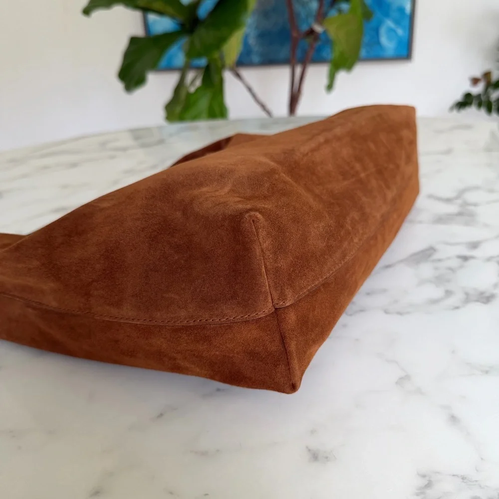 NWT Madewell The Mylie Shoulder Bag in Italian Suede Russet Multi Whiskey Brown - Picture 8 of 14